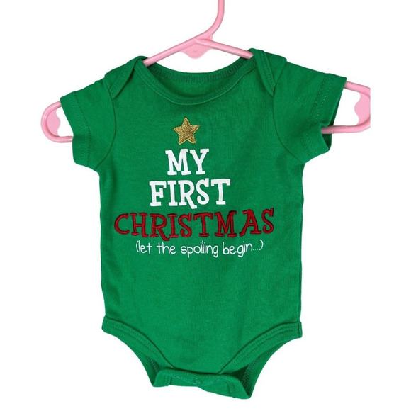 Baby Starters Green First Christmas Bodysuit My First Christmas 0-3 Months - Picture 1 of 4